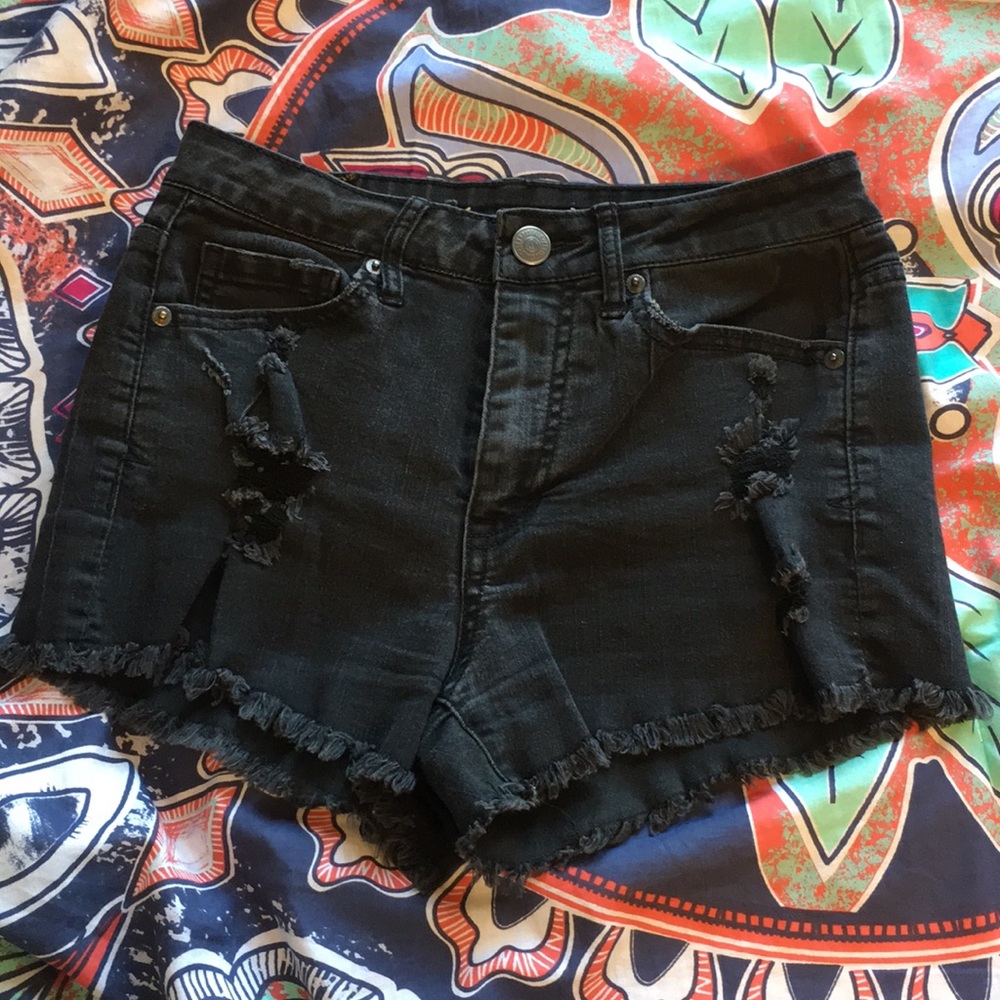High-waisted black shorts